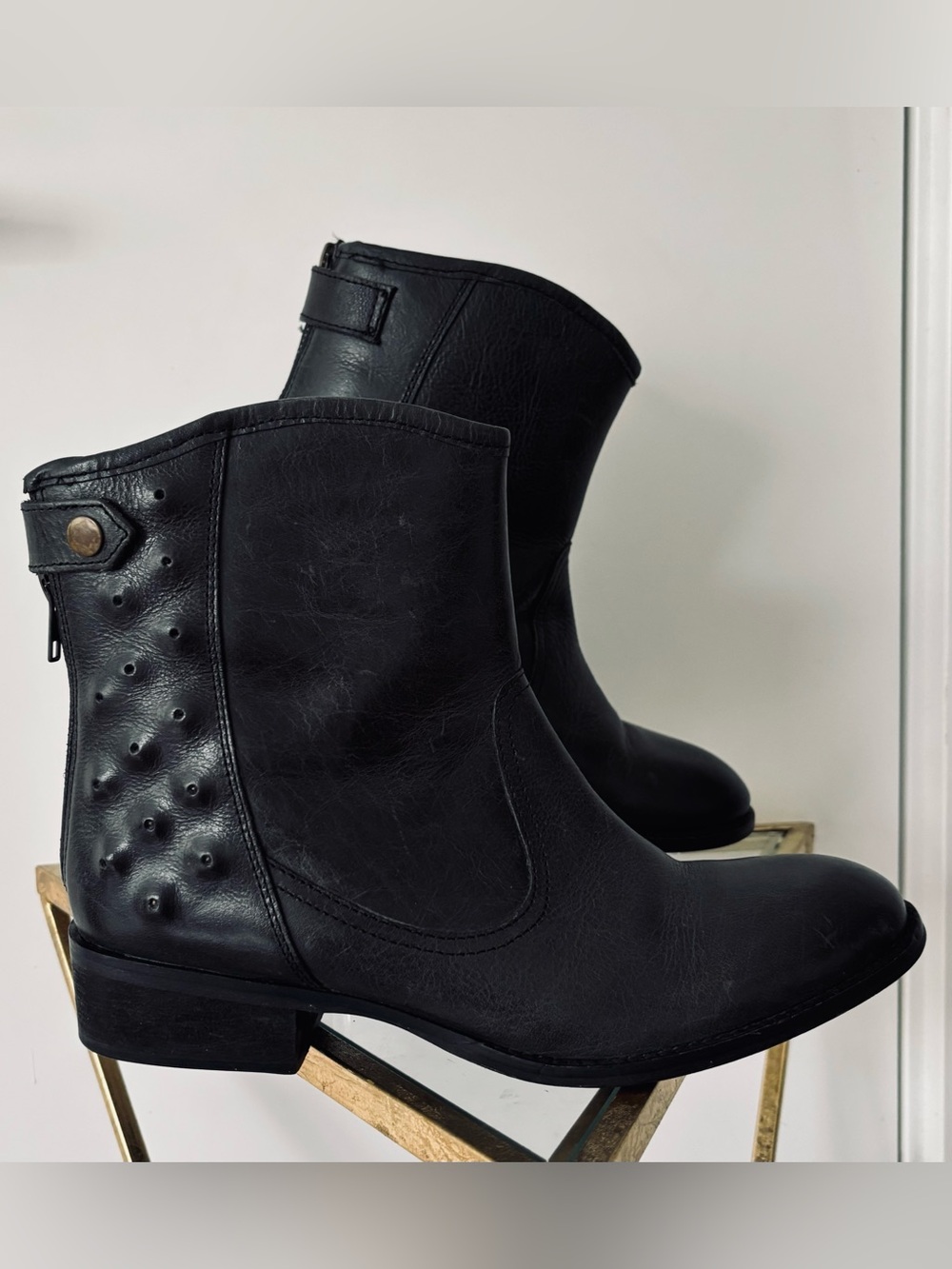 Naughty Monkey Black leather Rustic Cowboy Ankle boots women's 10